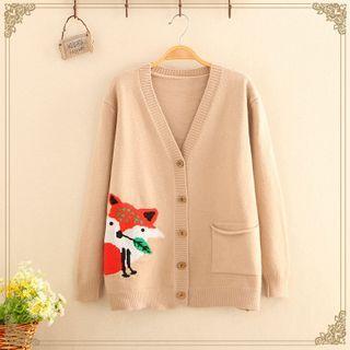 Fox Jacquard Knit Cardigan