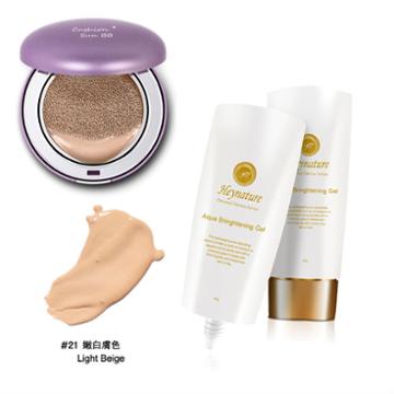 Heynature - Set: Hey-pop Cooling Cushion Sun Bb Cream (#21 Light Beige) 13g + Aqua Brightening Gel 80g 2 Pcs