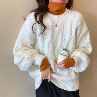 Long-sleeve Round Neck Cable Knit Sweater