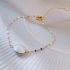 Freshwater Pearl Alloy Anklet Anklet - Freshwater Pearl - White & Silver - One Size
