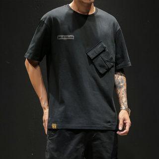 Elbow-sleeve Asymmetric Pocket T-shirt