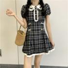 Peter Pan Ruffle Trim Plaid Dress