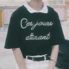 Letter Short-sleeve Collared T-shirt