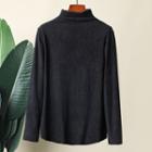 Turtleneck Long-sleeve Top Black - One Size