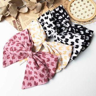 Heart Print Bow Fabric Hair Clip