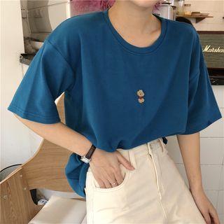 Crew-neck Embroidered Short-sleeve T-shirt