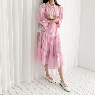 Set: Chiffon 3/4-sleeve Dress + Sleeveless Dress