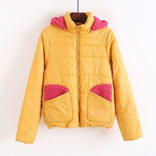 Two-tone Hodded Cropped Jacket
