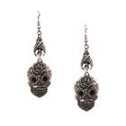 Skull Drop Earring 1 Pair - Silver - One Size
