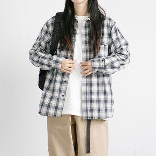 Long Sleeve Pocket Front Gingham Shirt