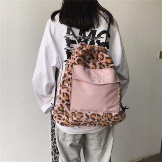 Leopard Print Panel Backpack