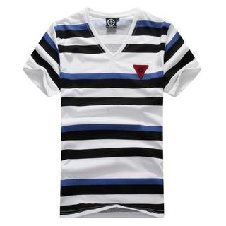 Striped V-neck T-shirt