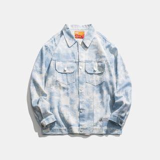Long-sleeve Tie Dye Denim Jacket