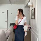 Short-sleeve Sweetheart-neck T-shirt