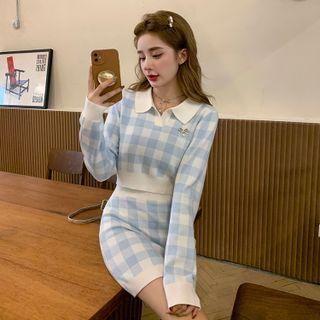 Set: Plaid Sweater + Pencil Skirt