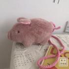 Pig Shape Furry Crossbody Bag Mauve Pink - One Size
