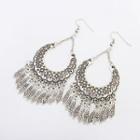 Alloy Embossed Fringed Dangle Earring As Shown In Figure - One Size