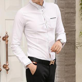 Embroidered Trim Long Sleeved Shirt