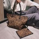 Set: Leopard Print Tote Bag + Pouch