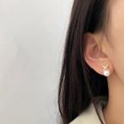 Cross Rhinestone Faux Pearl Dangle Earring 1 Pair - Gold & White - One Size