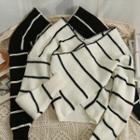 Asymmetrical Striped Knit Crop Top