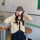 Round-neck Two Tone Pocket Button-up Cardigan