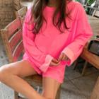 Oversized T-shirt & Shorts Lounge Set Pink - One Size