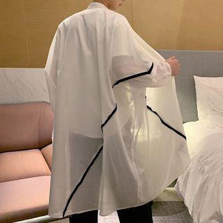 Contrast Trim Long Light Jacket
