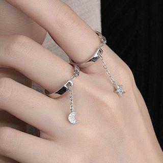 Moon / Star Sterling Silver Ring