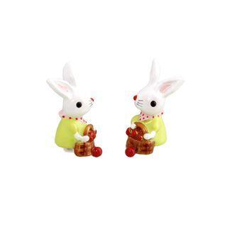 Simple And Cute Plated Gold Green Enamel Rabbit Stud Earrings Golden - One Size
