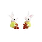 Simple And Cute Plated Gold Green Enamel Rabbit Stud Earrings Golden - One Size