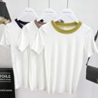 Contrast Trim Ribbed Short-sleeve T-shirt
