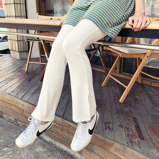 Band-waist Slashed Stretch Pants