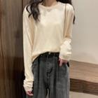 Knitted Cropped Loose-fit T-shirt