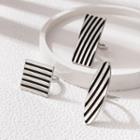 Set Of 3: Striped Ring 20769 - Set Of 3 - Black & White - One Size