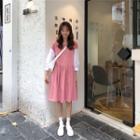 3/4-sleeve Colored Panel Dress
