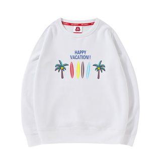 Long Sleeve Coconut Tree Print Sweatshirt