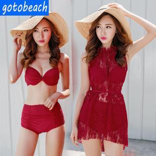 Set: Shirred Bikini + Lace Cover-up