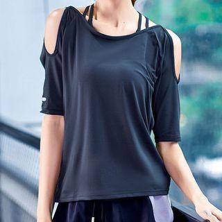 Short-sleeve Cold-shoulder Quick Dry T-shirt