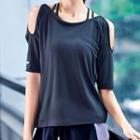 Short-sleeve Cold-shoulder Quick Dry T-shirt