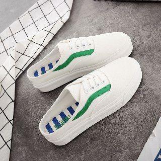 Paneled Lace-up Backless Sneakers