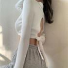Tie-back Knit Crop Top White - One Size