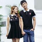 Couple Matching Short-sleeve Polo Shirt / Sleeveless Mini Dress