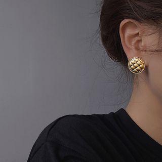 Quilted Stud Earring 1 Pair - Gold - One Size