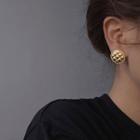 Quilted Stud Earring 1 Pair - Gold - One Size