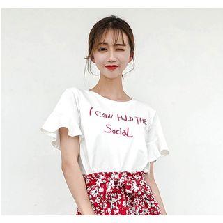 Print Letter Short-sleeved Top