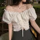 Puff-sleeve Ruffled Crop Top