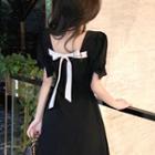 Square-neck Short-sleeve Maxi Dress