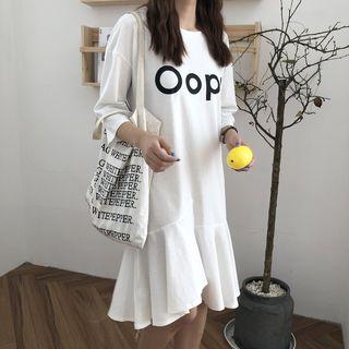Ruffle Hem 3/4-sleeve Dress