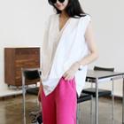V-neck Sleeveless Folded Blouse
